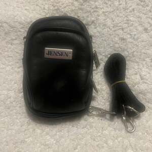 Vintage Jensen Black Faux Leather Digital Camera Pouch Bag with Strap